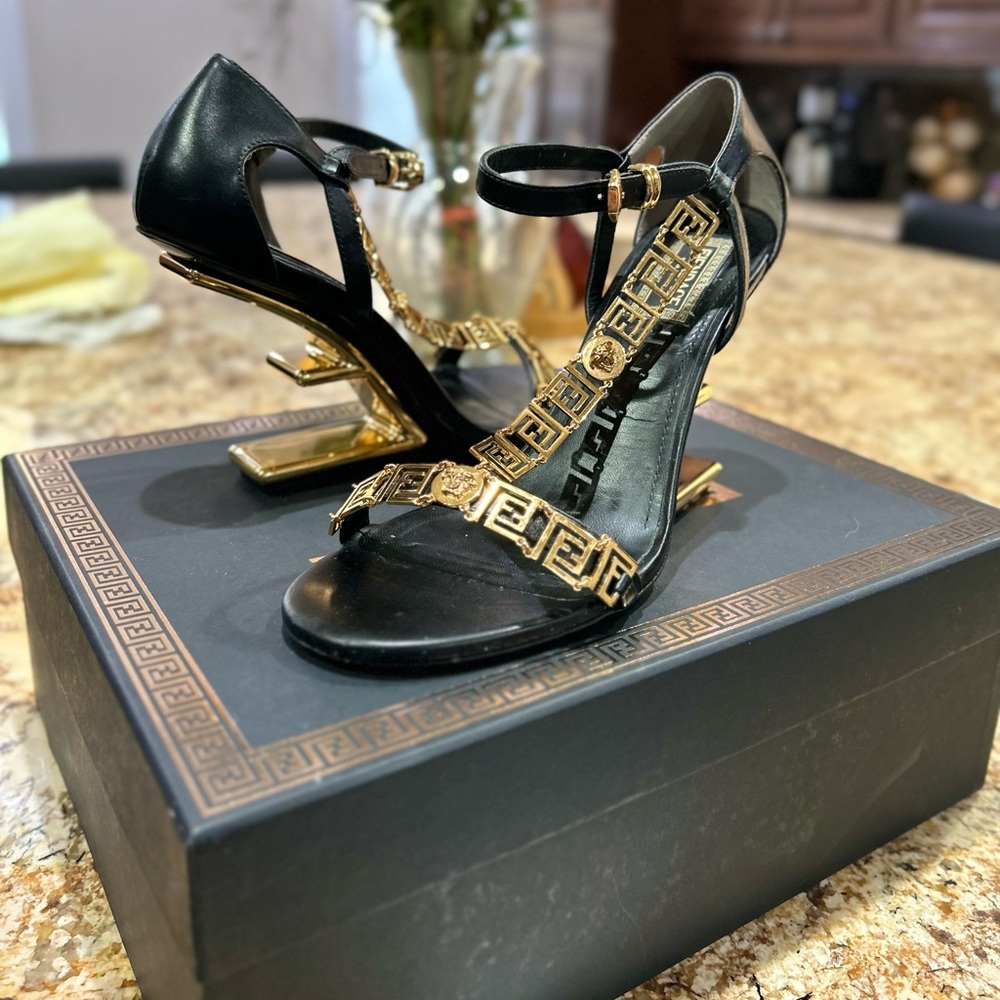 Fendi x Versace Black and Gold Heels